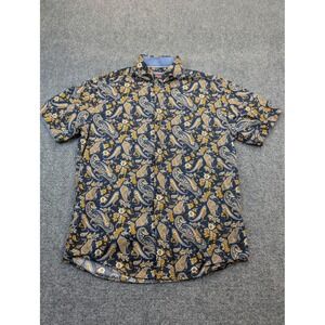 Consequence Shirt Mens Medium Navy Paisley Floral‎ Short Sleeve Button Up Casual